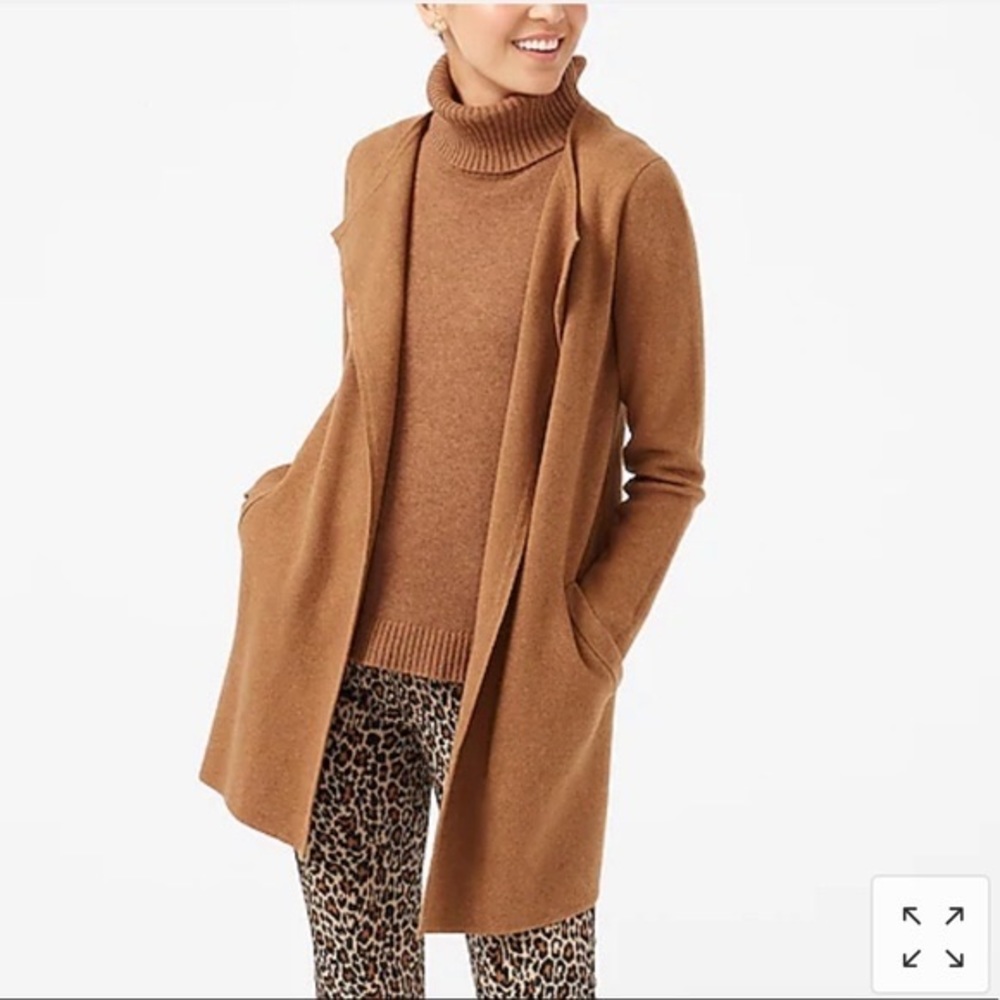 J.CREW Cardigan Vanessa sweater-jacket / MEDIUM / HTHR CAMEL